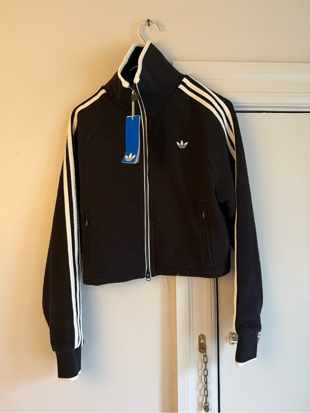 adidas Black Bomber Jacket with White Three-Stripes
